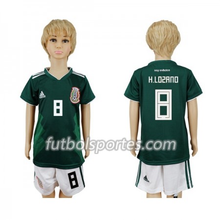 Camisetas México H.Lozano 8 Niño Primera Equipacion Mundial 2018
